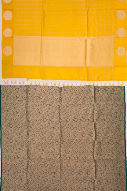 Banarasi Silk Katan Checks Yellow Saree