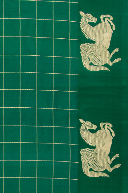 Banarasi Silk Katan Checks Green Saree
