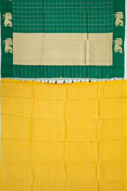 Banarasi Silk Katan Checks Green Saree