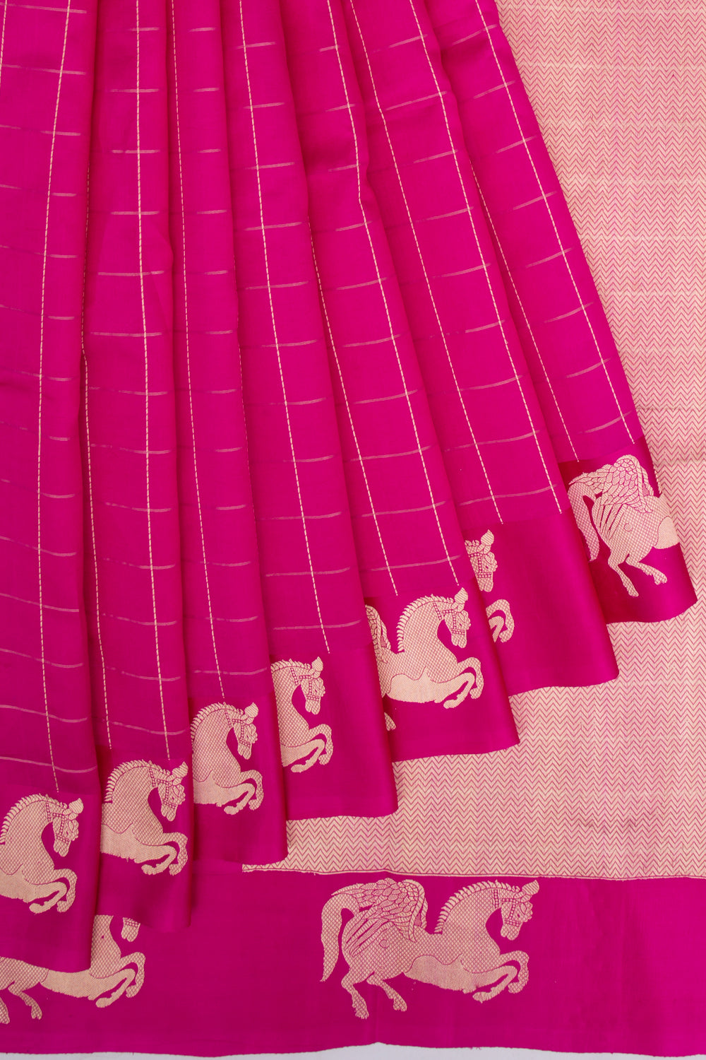 Banarasi Silk Katan Checks Pink Saree
