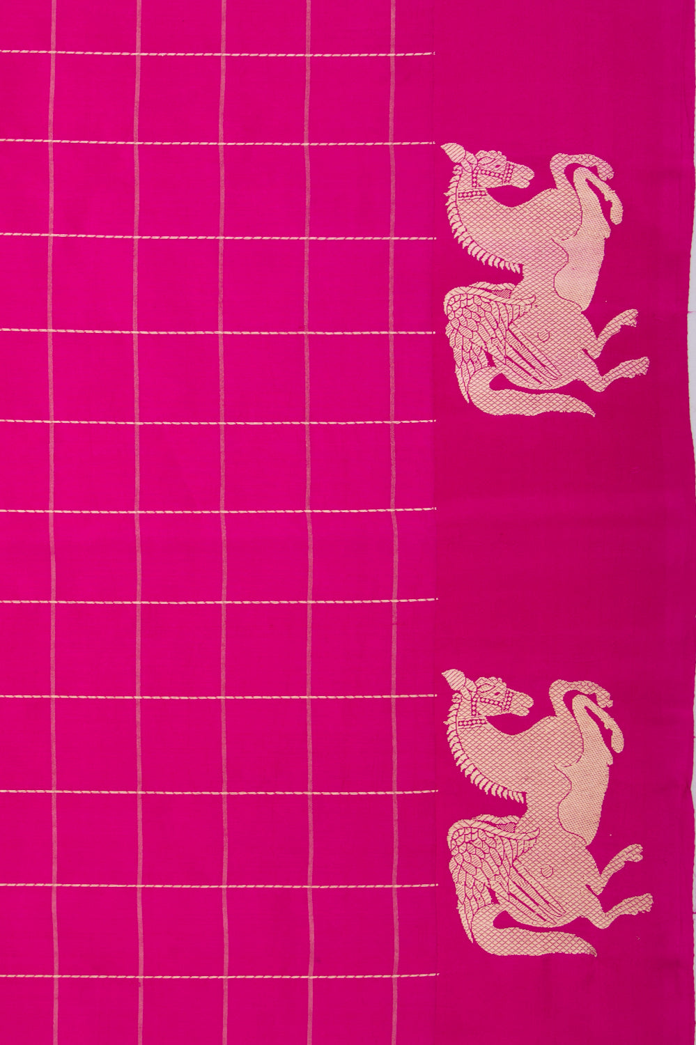 Banarasi Silk Katan Checks Pink Saree