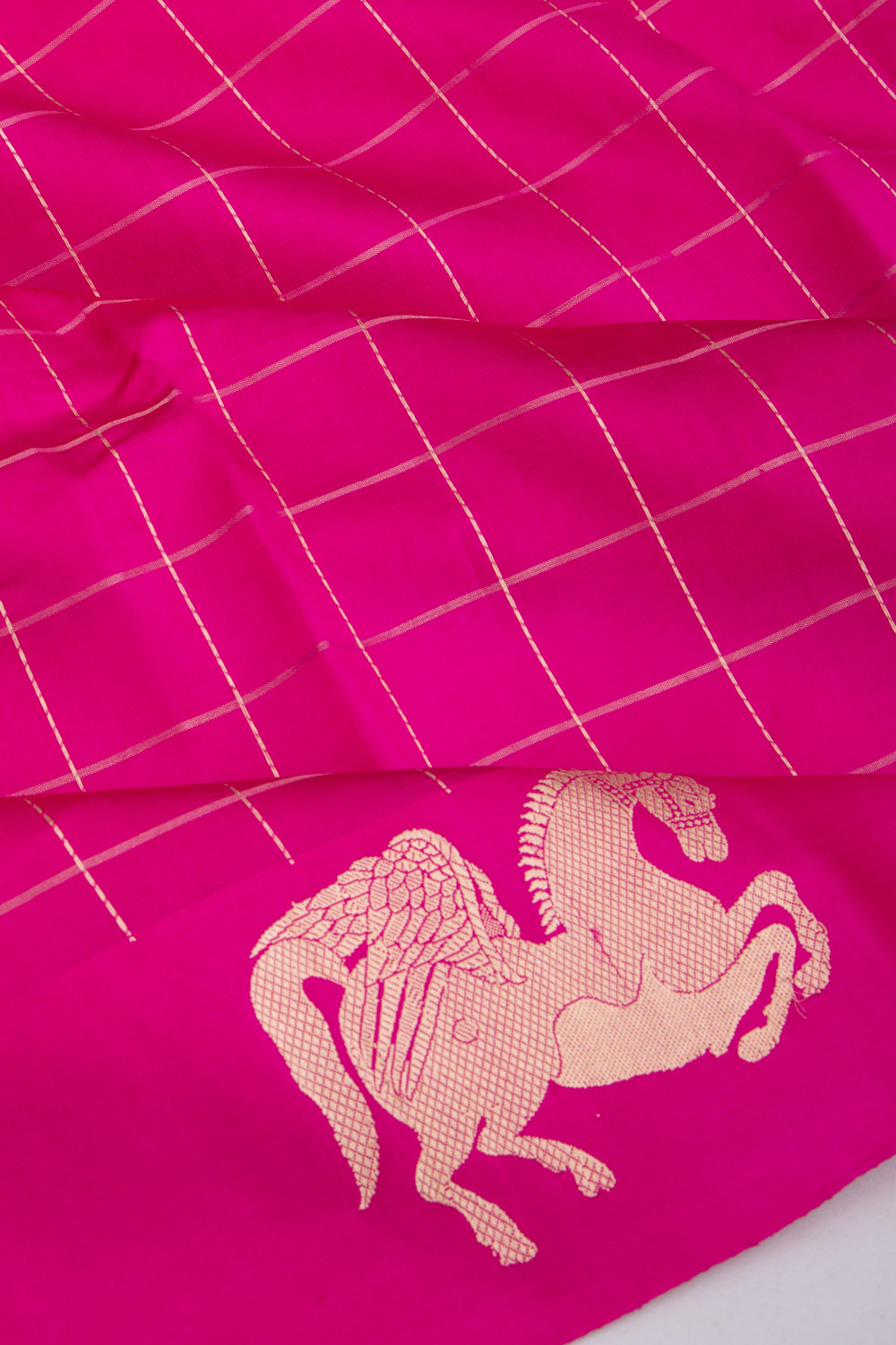 Banarasi Silk Katan Checks Pink Saree