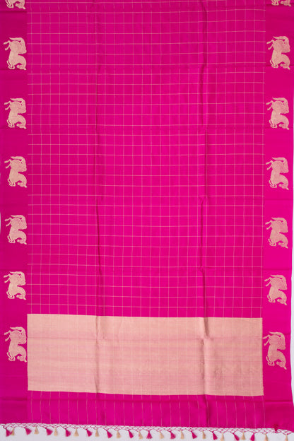 Banarasi Silk Katan Checks Pink Saree