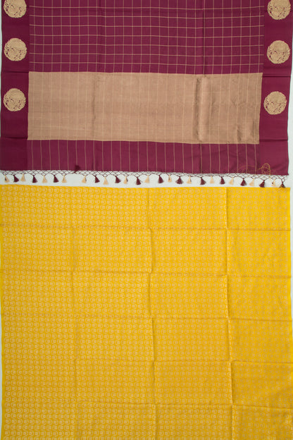 Banarasi Silk Katan Checks Burgundy Saree