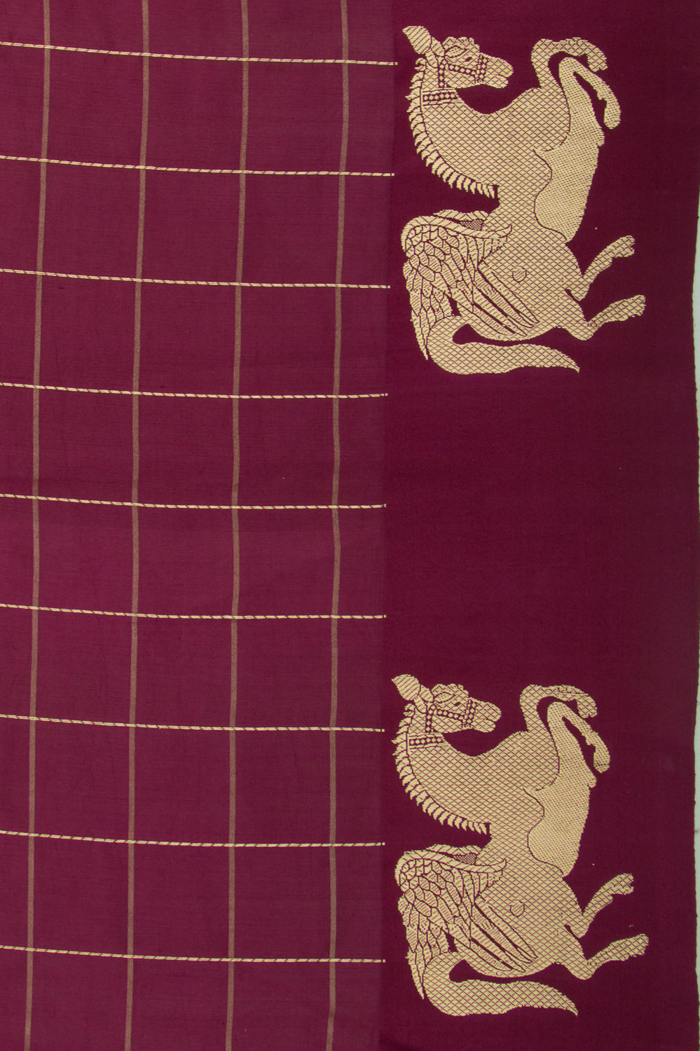 Banarasi Silk Katan Checks Burgundy Saree