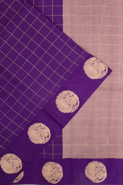 Banarasi Silk Katan Checks Violet Saree