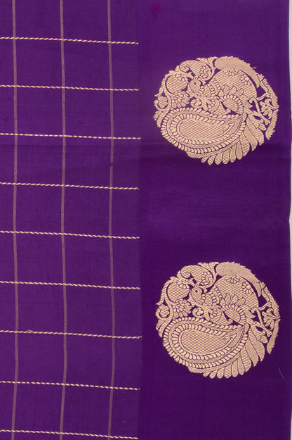 Banarasi Silk Katan Checks Violet Saree