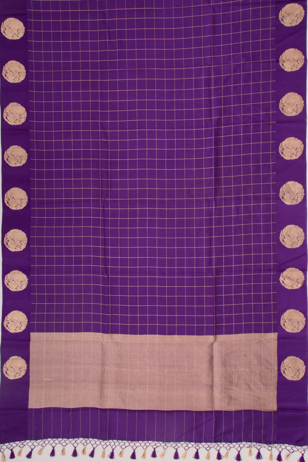 Banarasi Silk Katan Checks Violet Saree