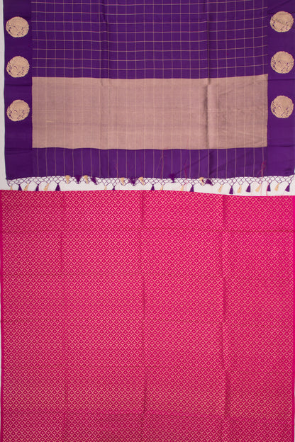 Banarasi Silk Katan Checks Violet Saree