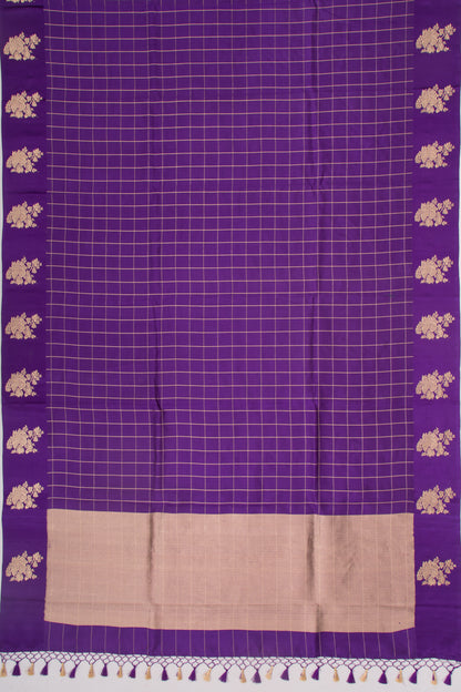 Banarasi Silk Katan Checks Violet Saree