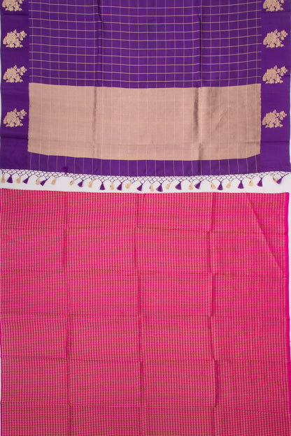 Banarasi Silk Katan Checks Violet Saree