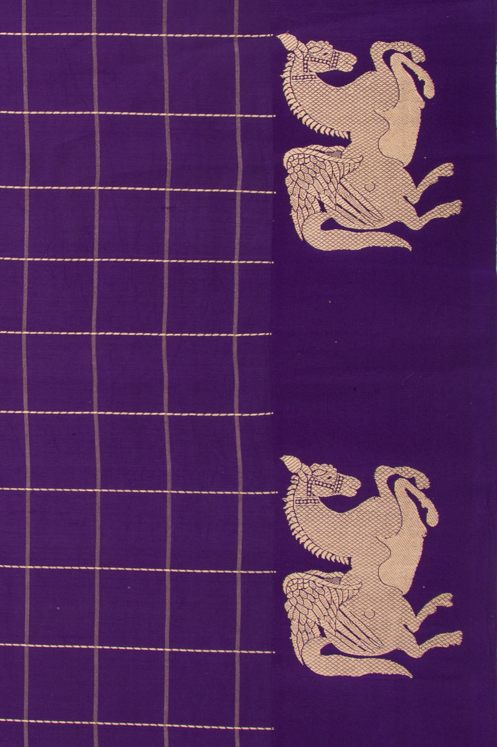 Banarasi Silk Katan Checks Violet Saree