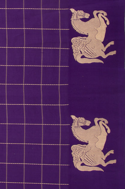 Banarasi Silk Katan Checks Violet Saree