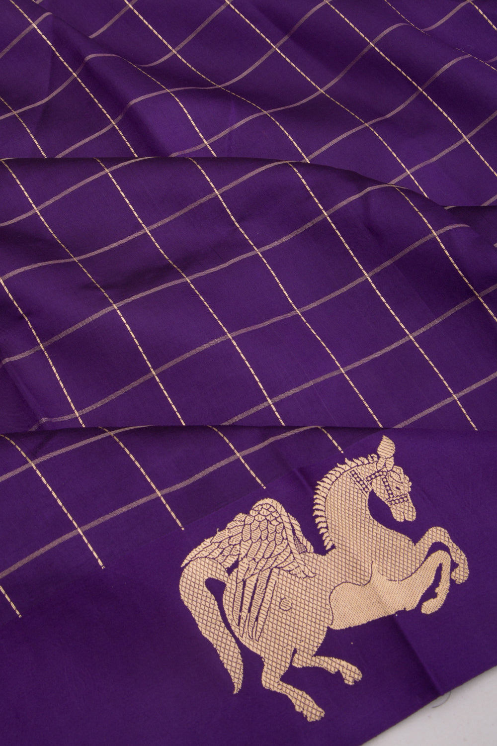 Banarasi Silk Katan Checks Violet Saree