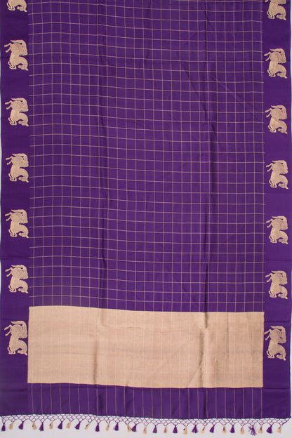 Banarasi Silk Katan Checks Violet Saree
