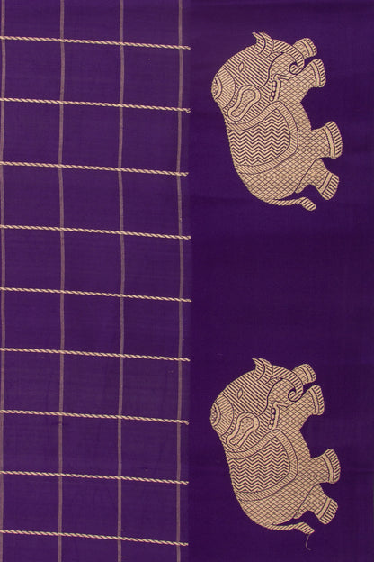 Banarasi Silk Katan Checks Violet Saree