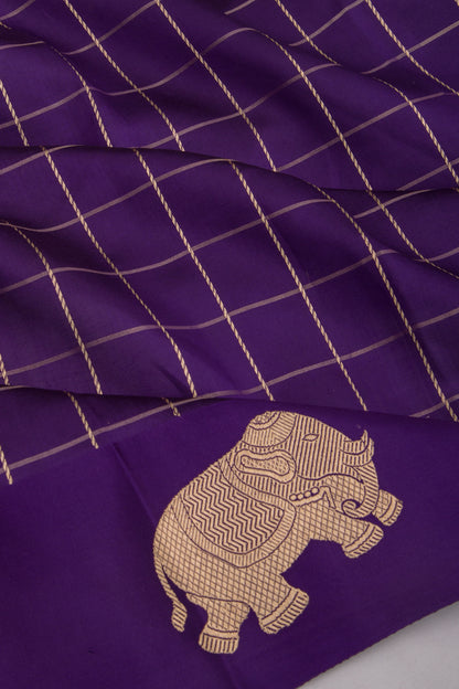 Banarasi Silk Katan Checks Violet Saree