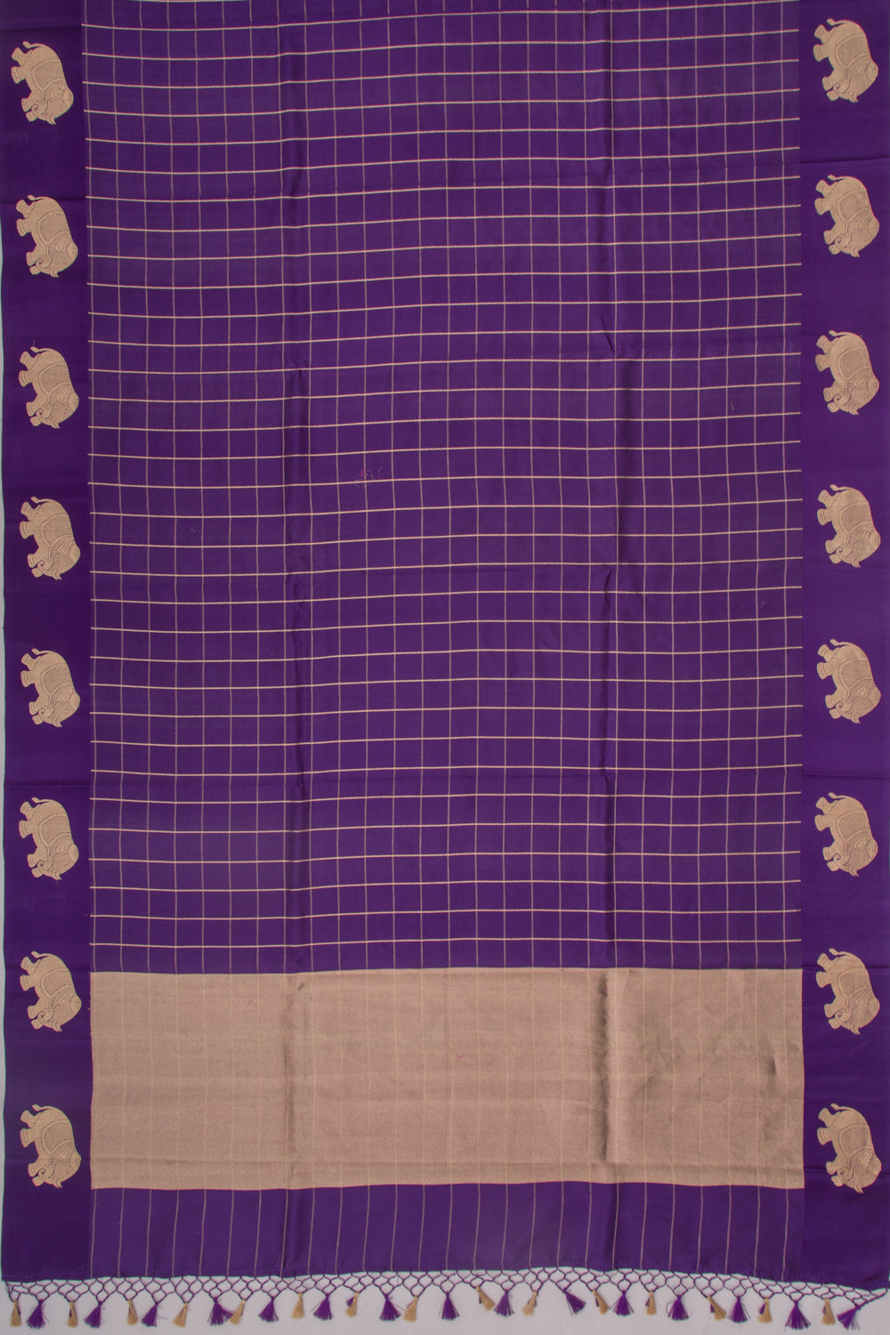 Banarasi Silk Katan Checks Violet Saree