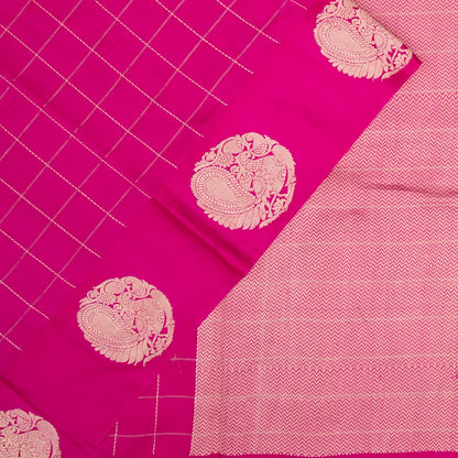 Banarasi Silk Katan Checks Pink Saree
