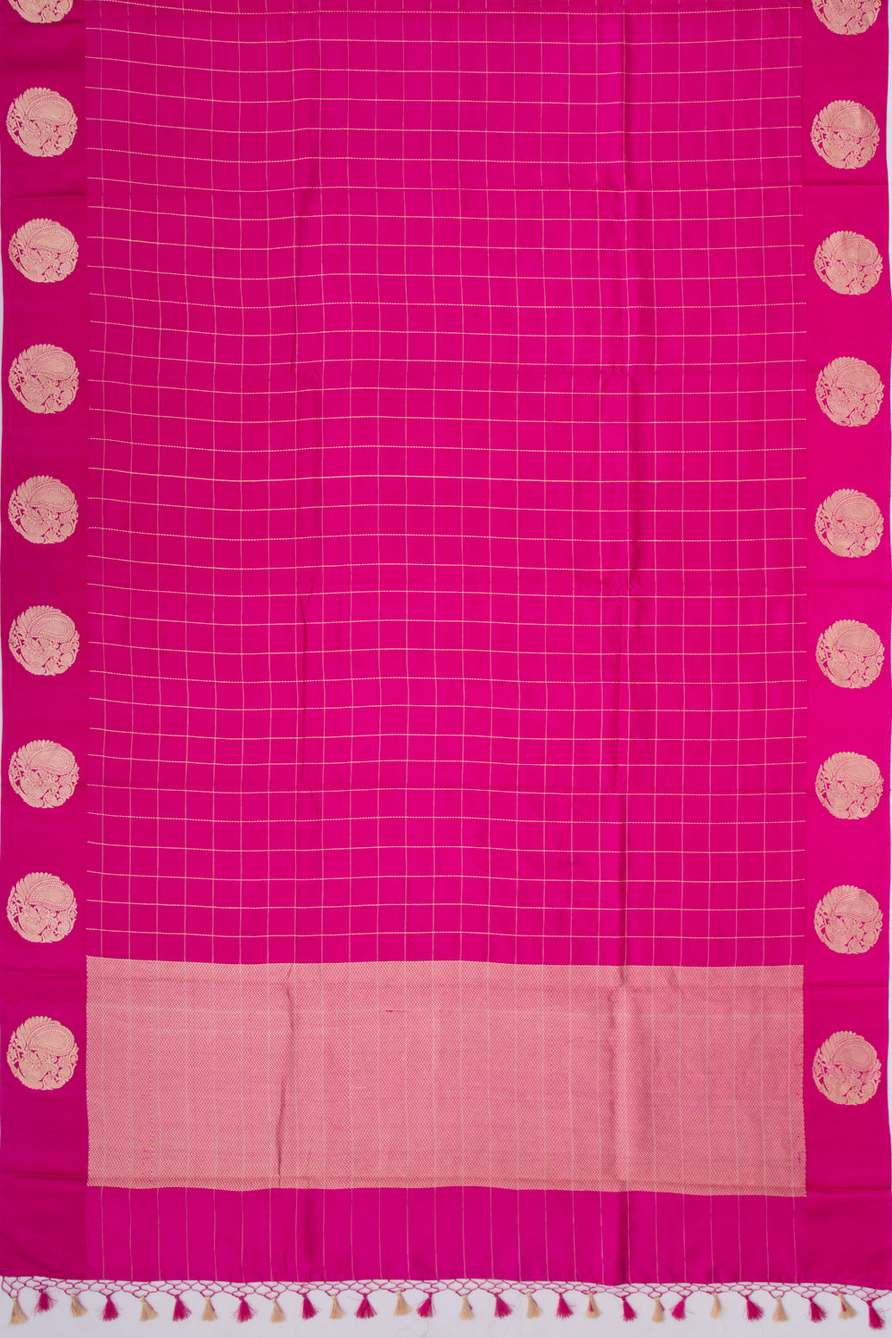 Banarasi Silk Katan Checks Pink Saree