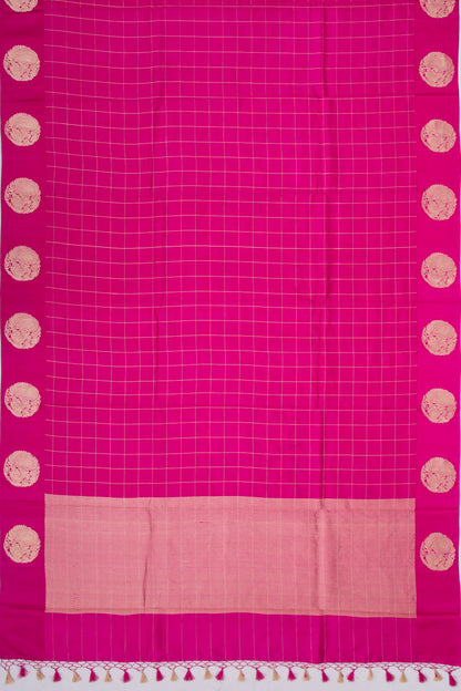 Banarasi Silk Katan Checks Pink Saree