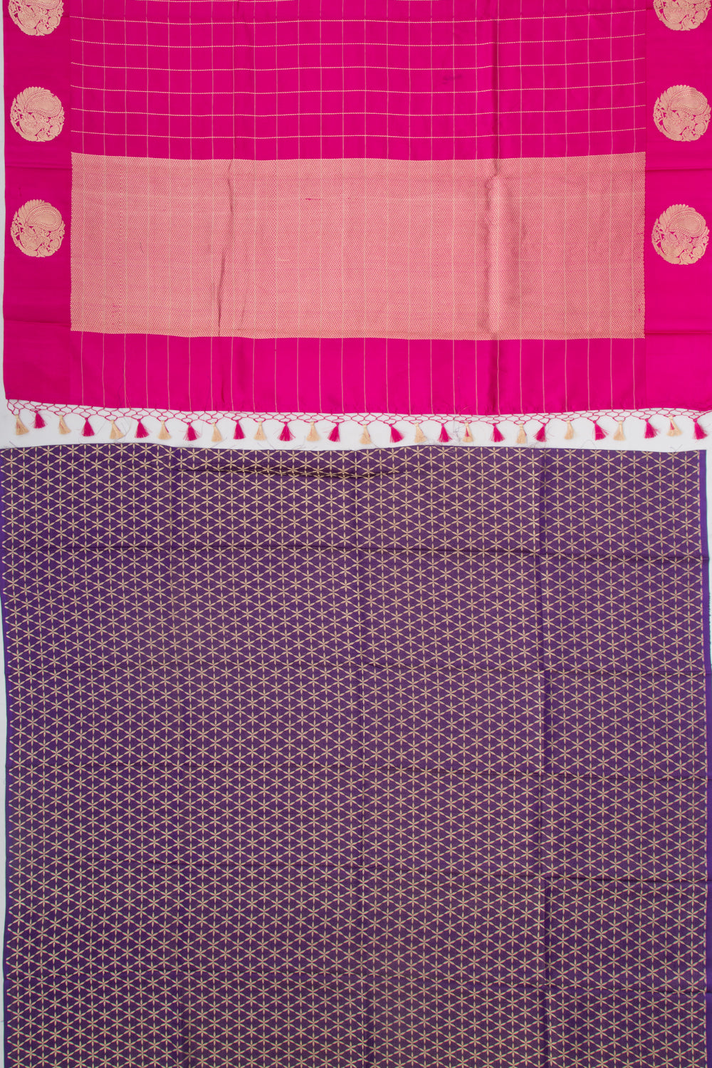 Banarasi Silk Katan Checks Pink Saree