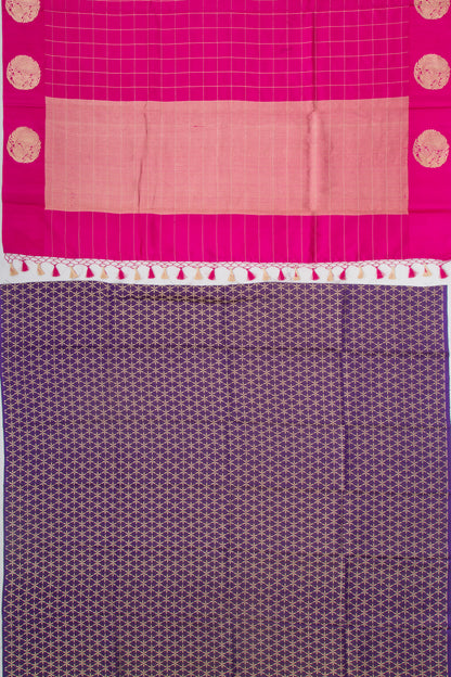 Banarasi Silk Katan Checks Pink Saree