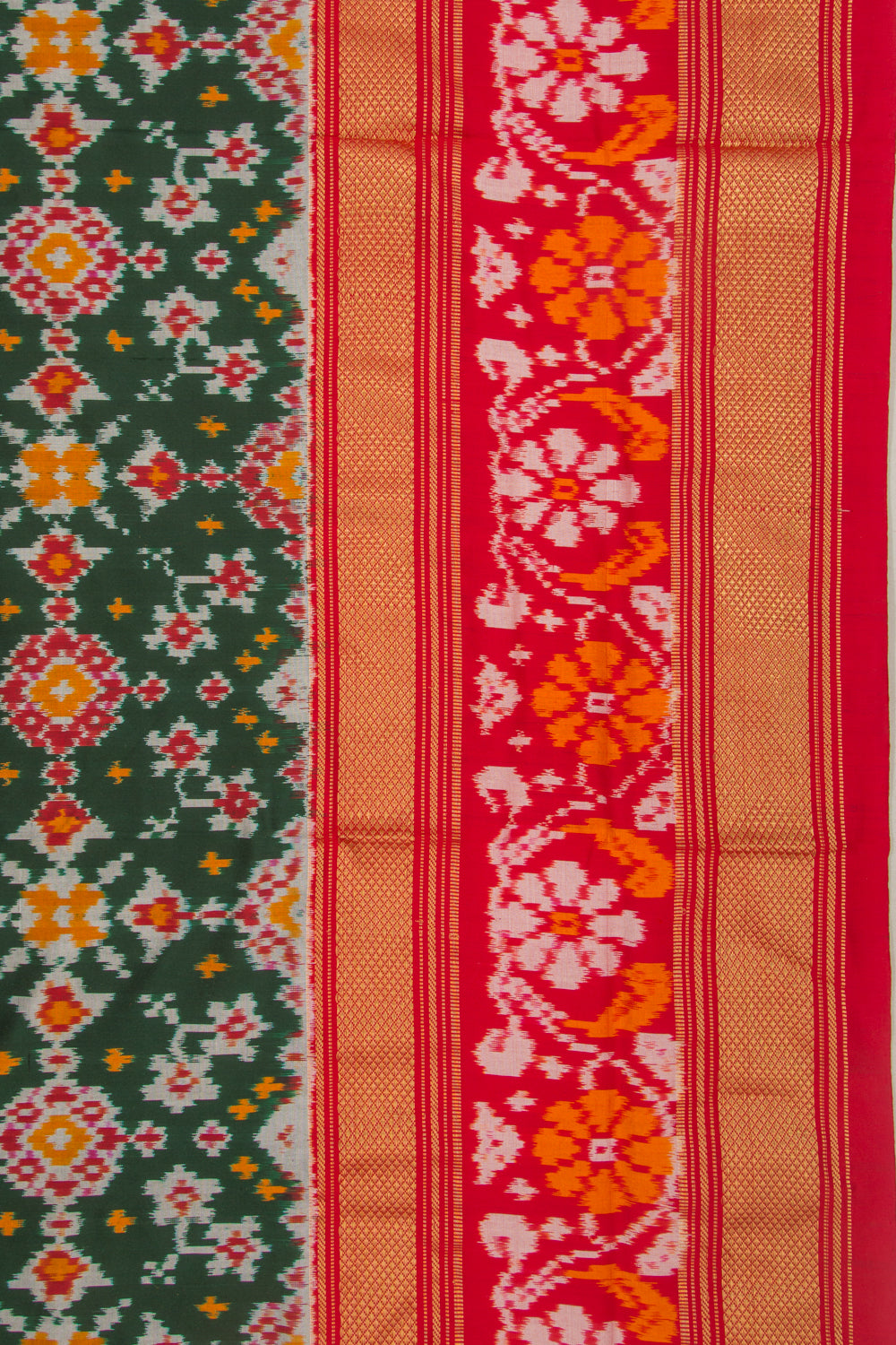 Pochampally Silk Ikat Green Saree