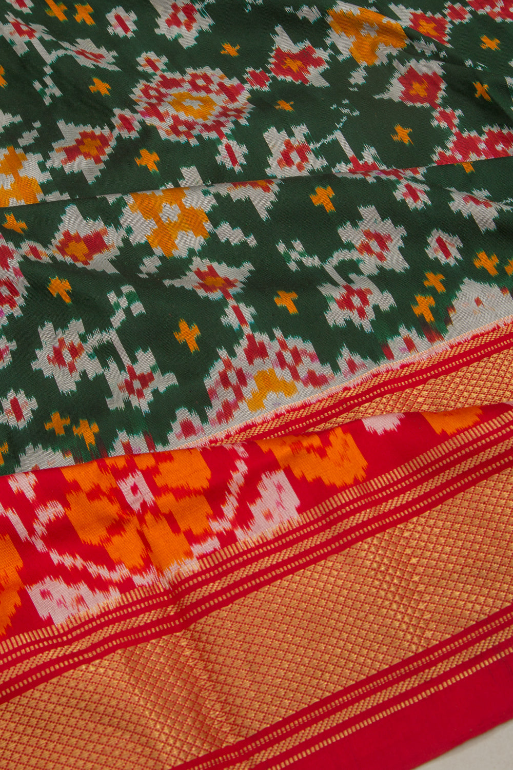Pochampally Silk Ikat Green Saree