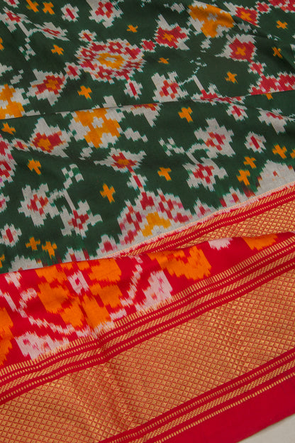 Pochampally Silk Ikat Green Saree