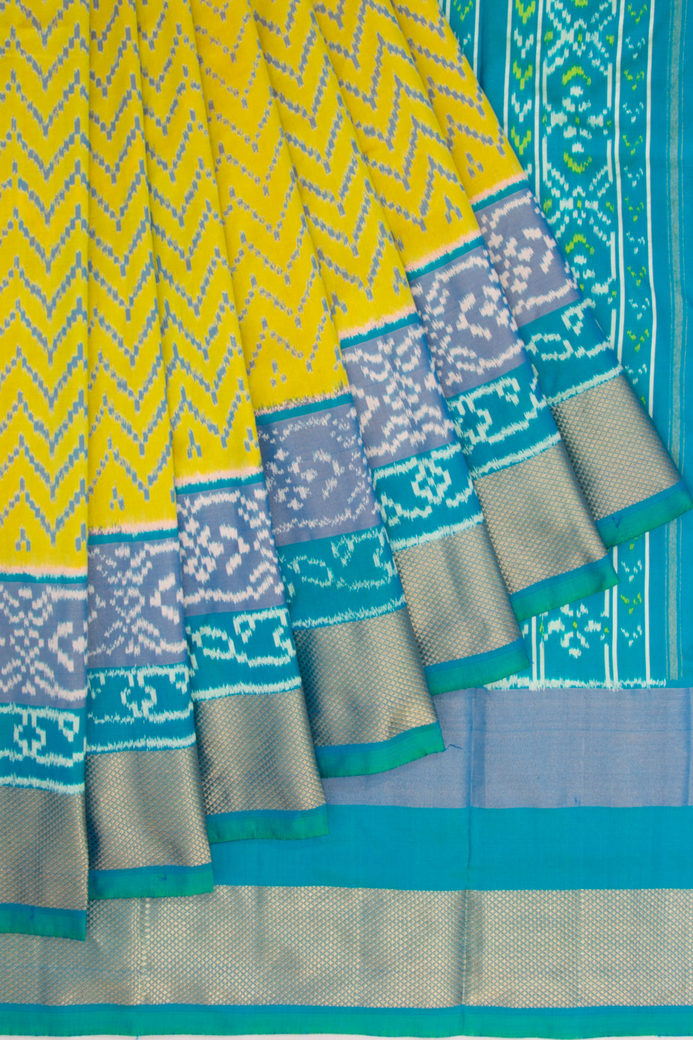Pochampally Silk Ikat Lemon Yellow Saree