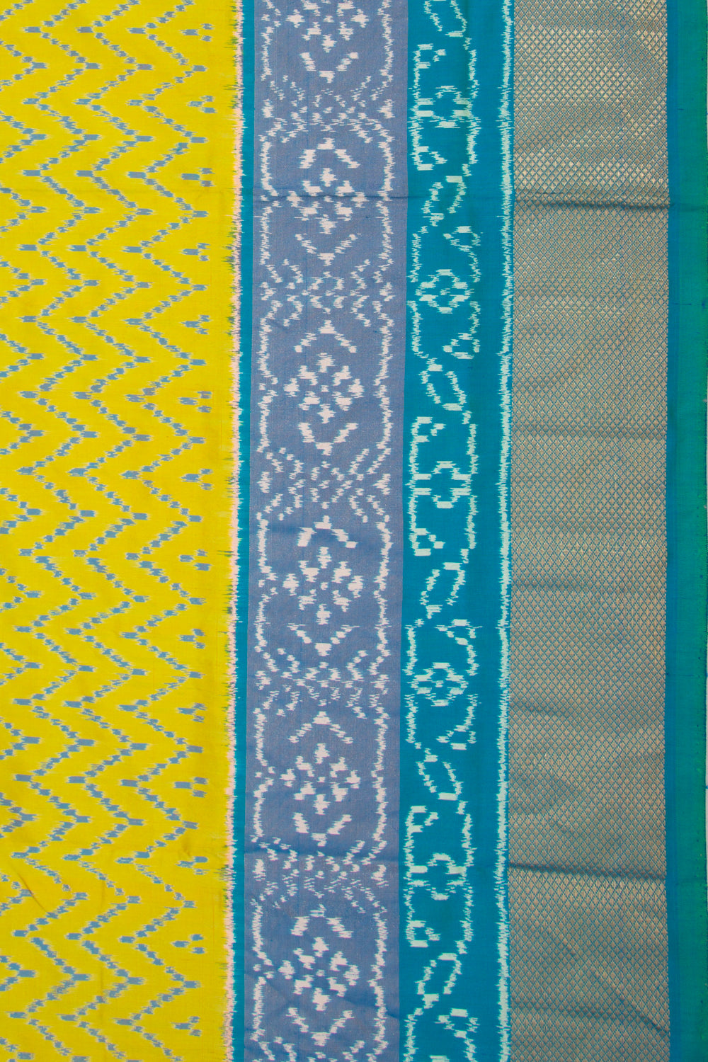 Pochampally Silk Ikat Lemon Yellow Saree