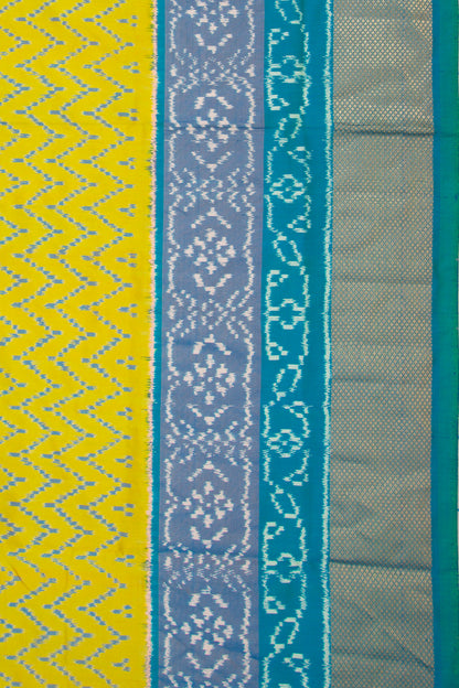 Pochampally Silk Ikat Lemon Yellow Saree