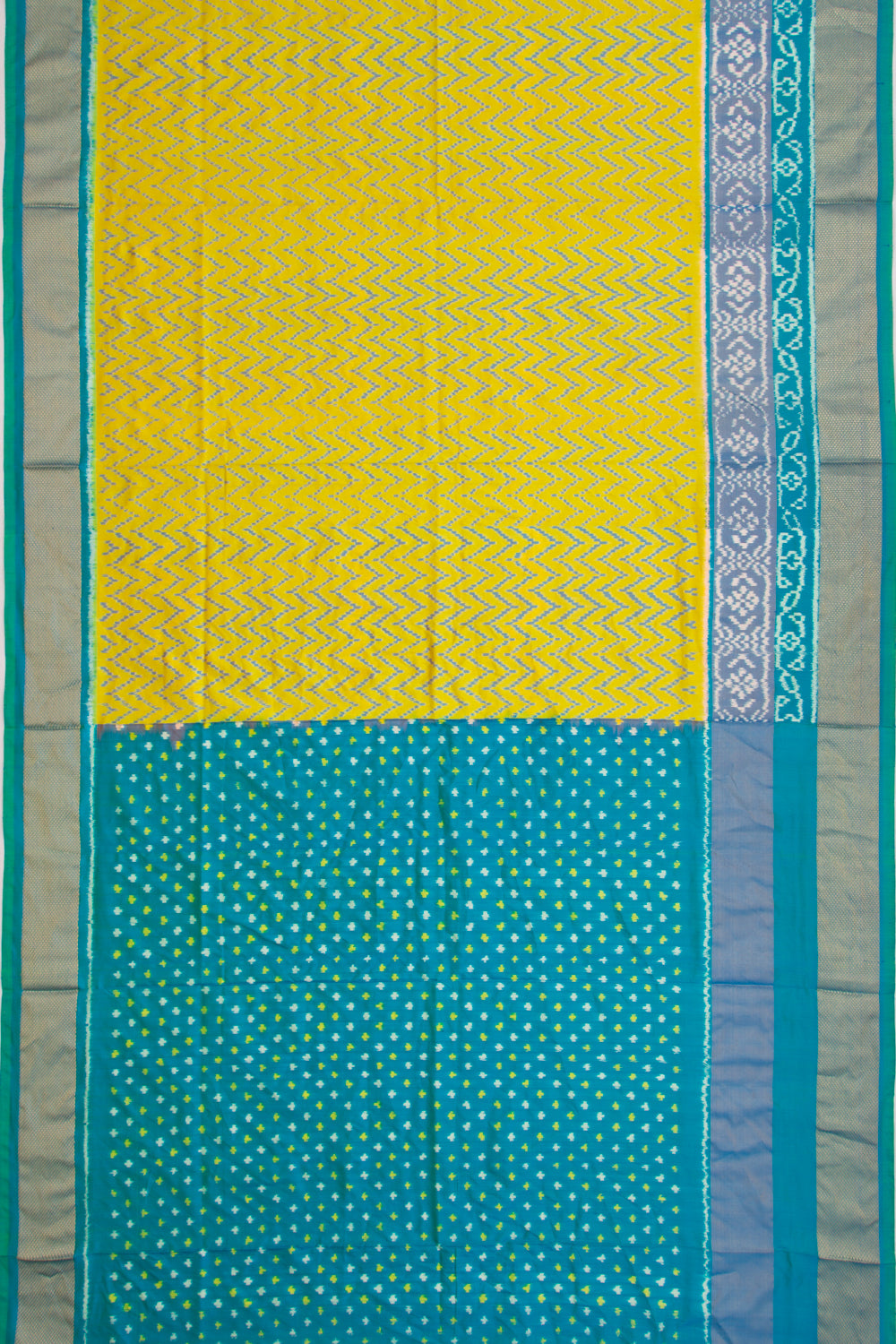 Pochampally Silk Ikat Lemon Yellow Saree