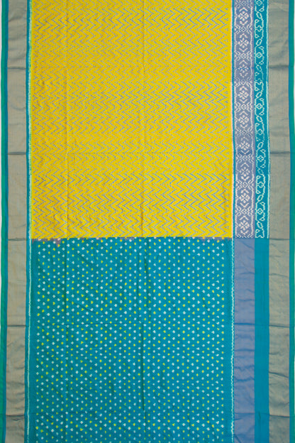 Pochampally Silk Ikat Lemon Yellow Saree