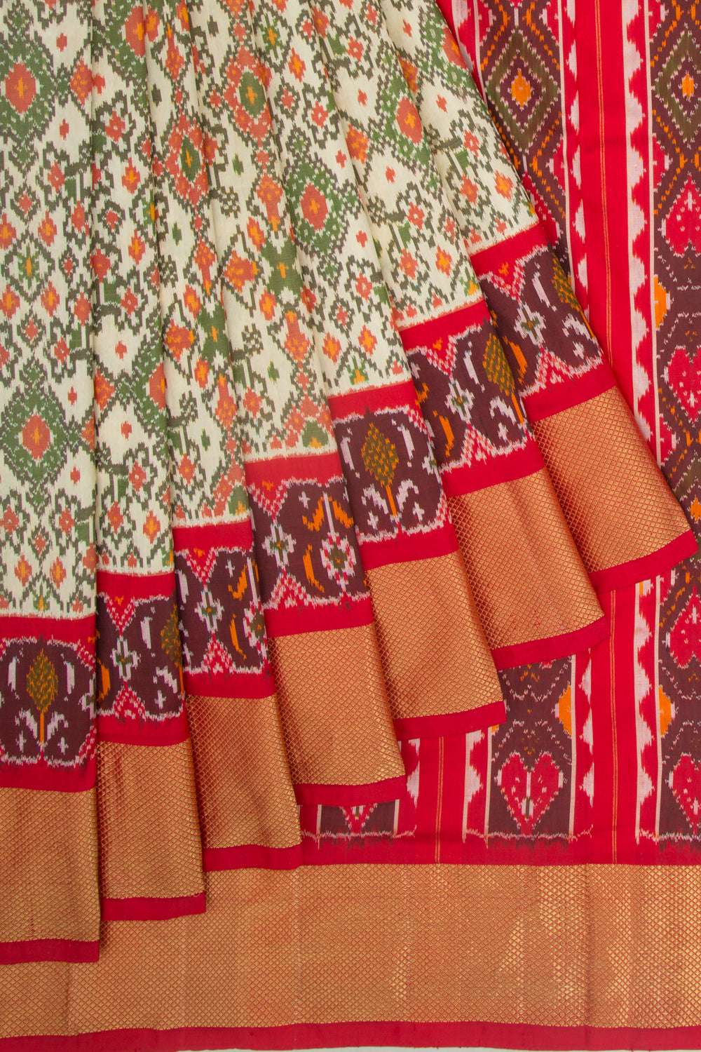 Pochampally Silk Ikat Cream Saree