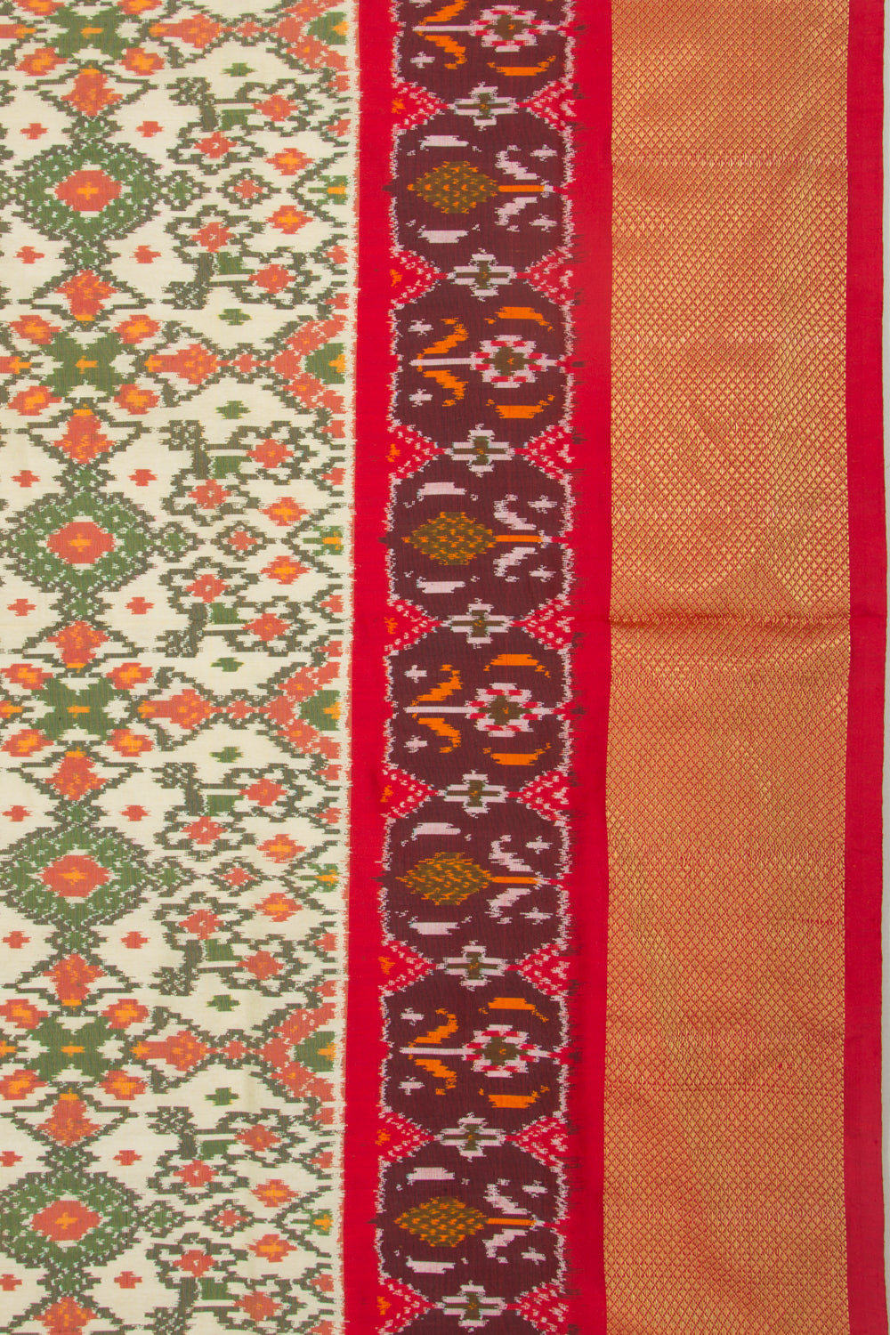 Pochampally Silk Ikat Cream Saree