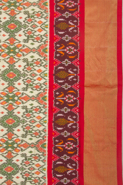 Pochampally Silk Ikat Cream Saree