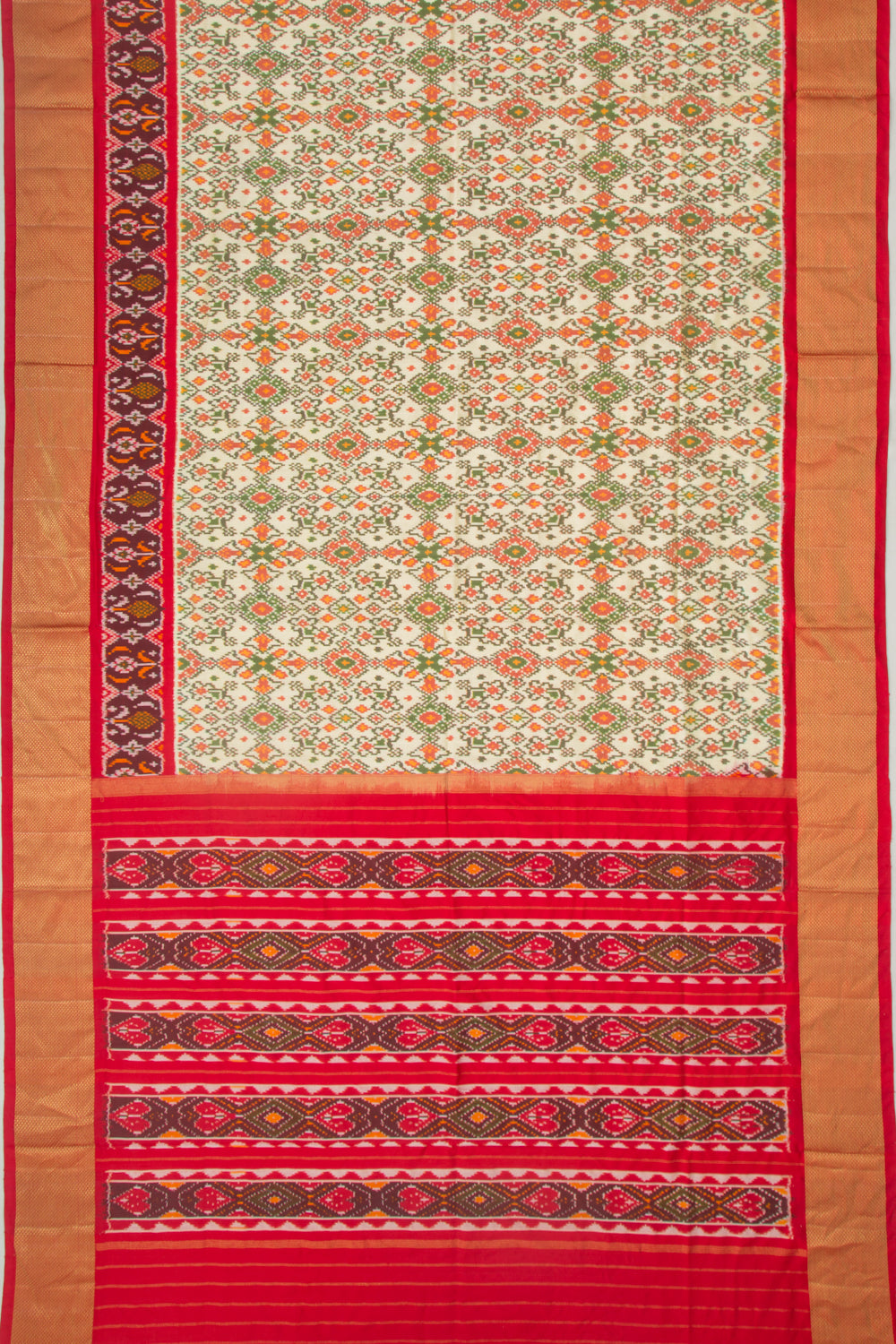 Pochampally Silk Ikat Cream Saree