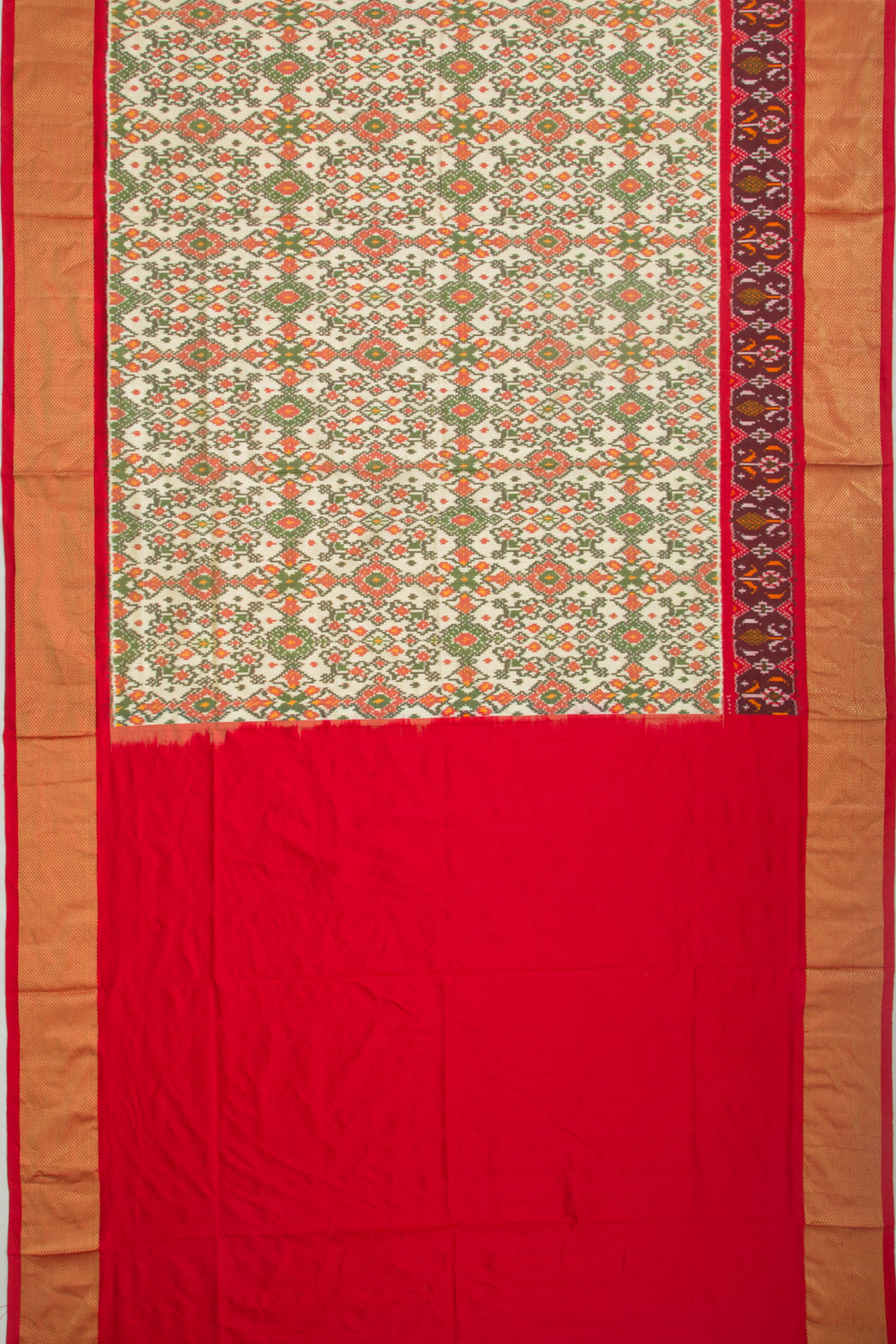 Pochampally Silk Ikat Cream Saree