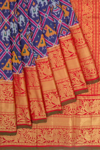 Kanchipuram Silk Ikat Blue Saree