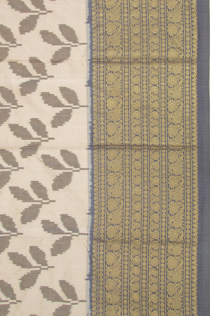 Kanchipuram Silk Ikat Cream Saree