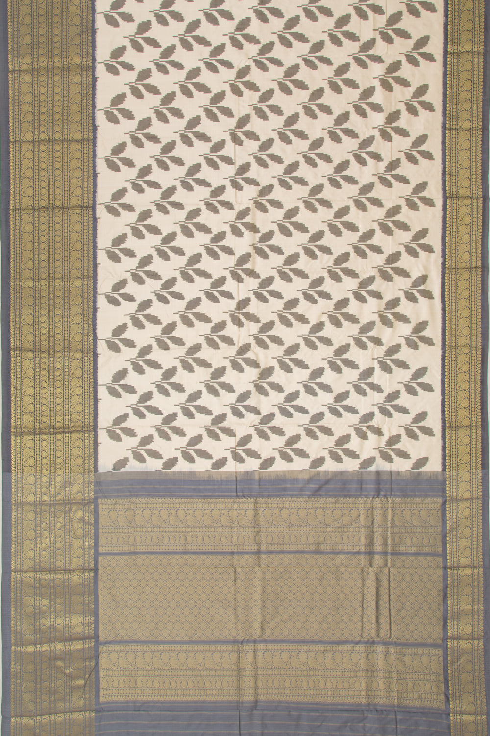Kanchipuram Silk Ikat Cream Saree