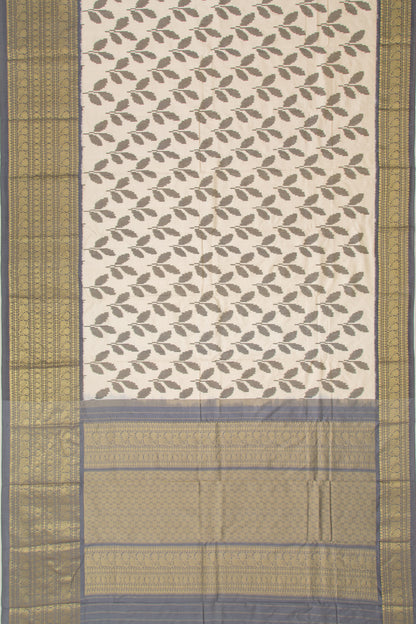 Kanchipuram Silk Ikat Cream Saree