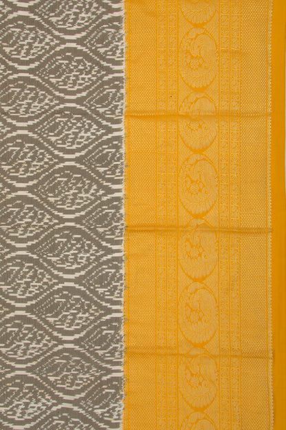 Kanchipuram Silk Ikat Grey And Cream Saree