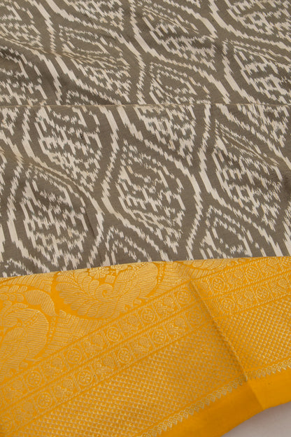 Kanchipuram Silk Ikat Grey And Cream Saree
