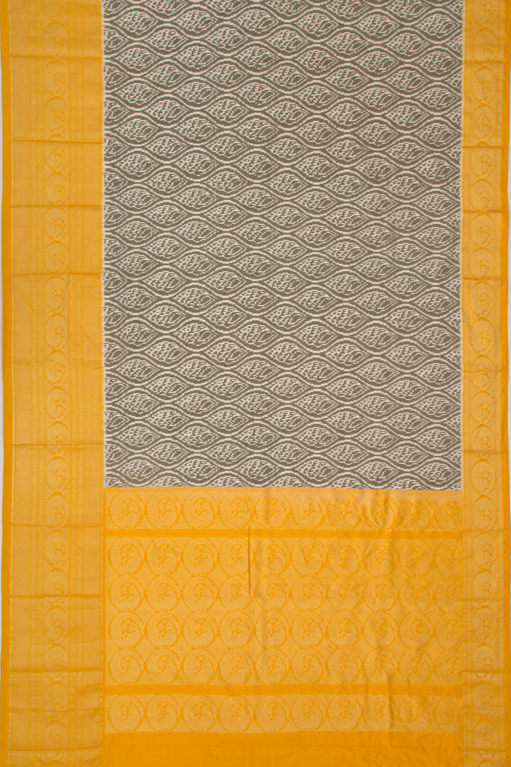 Kanchipuram Silk Ikat Grey And Cream Saree
