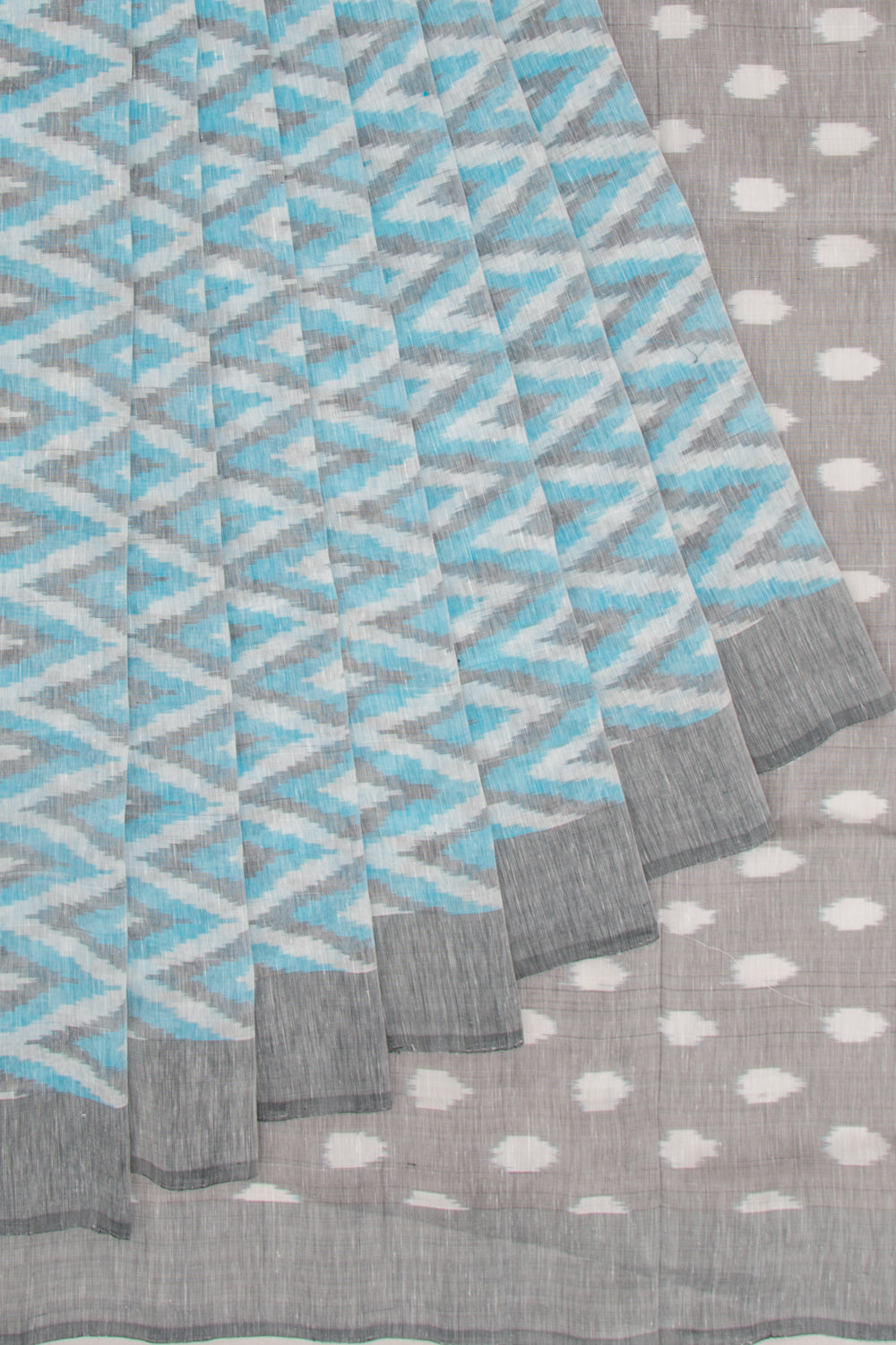 Linen Ikat Sky Blue Saree