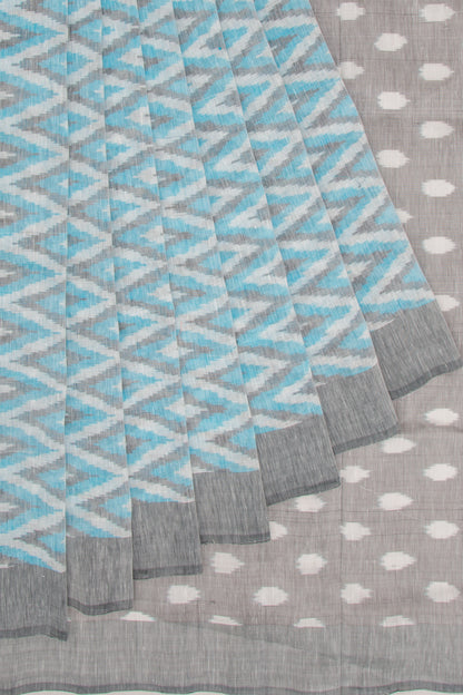 Linen Ikat Sky Blue Saree