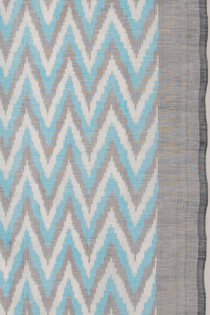 Linen Ikat Sky Blue Saree